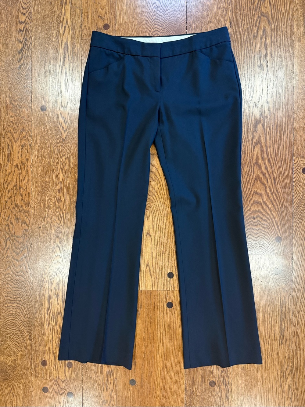 Theory Black Wool Blend Flare Trousers Size 6
